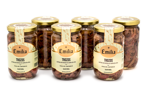 Lote 6 tarros 305 gr. Trozos anchoa en aceite de oliva - Pescado del Cantábrico