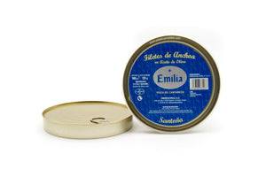 Filetes de Anchoa en aceite de oliva "Serie Plata"- Pescado del Cantábrico, lata 180gr. - Conservas Emilia