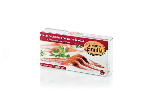 Filetes de Anchoa en Aceite de Oliva "Serie Oro" - Pescado del Cantábrico, Octavillo 48gr - Conservas Emilia