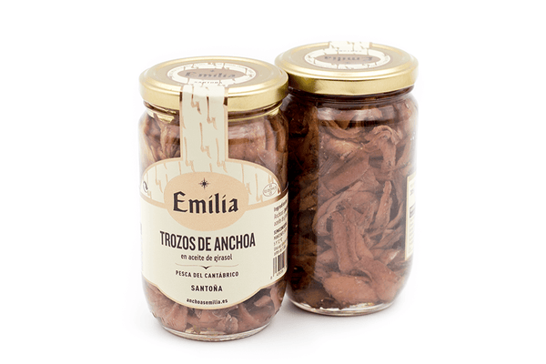 Pieces of Anchovies in Olive Oil - Cantabrian Fish jar 305gr.