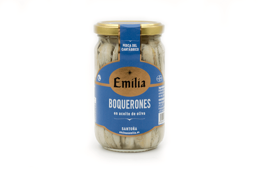 Cantabrian white anchovies marinades in olive oil jar 330 gr.