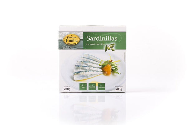 Sardinillas en aceite de oliva lata 280gr. - Conservas Emilia